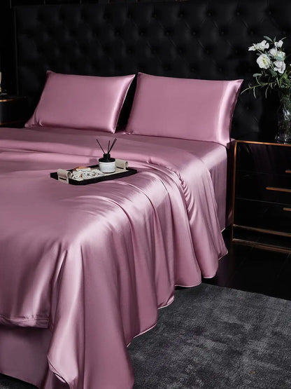 19Momme 4Pcs Silk Set Duvet Cover+Flat Sheet+2x Pillowcases