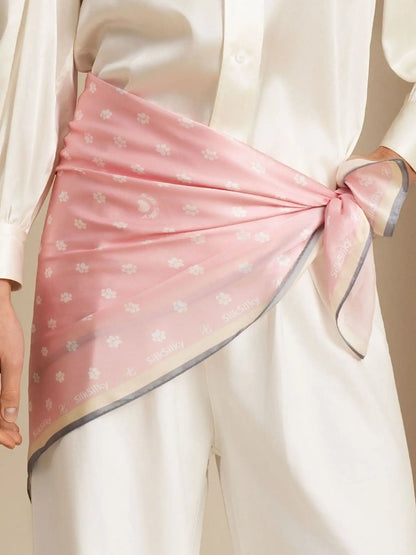 100% Mulberry Silk Paw Print Square Scarf - Size 90x90cm