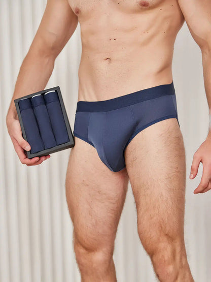 3Pcs Men Briefs Breathable 100% Mulberry Silk Underwear
