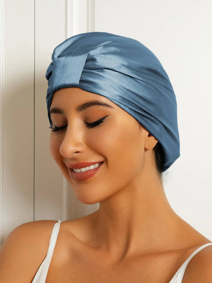 100% Mulberry Silk Sleep Cap Double Layer Night Turban Bonnet