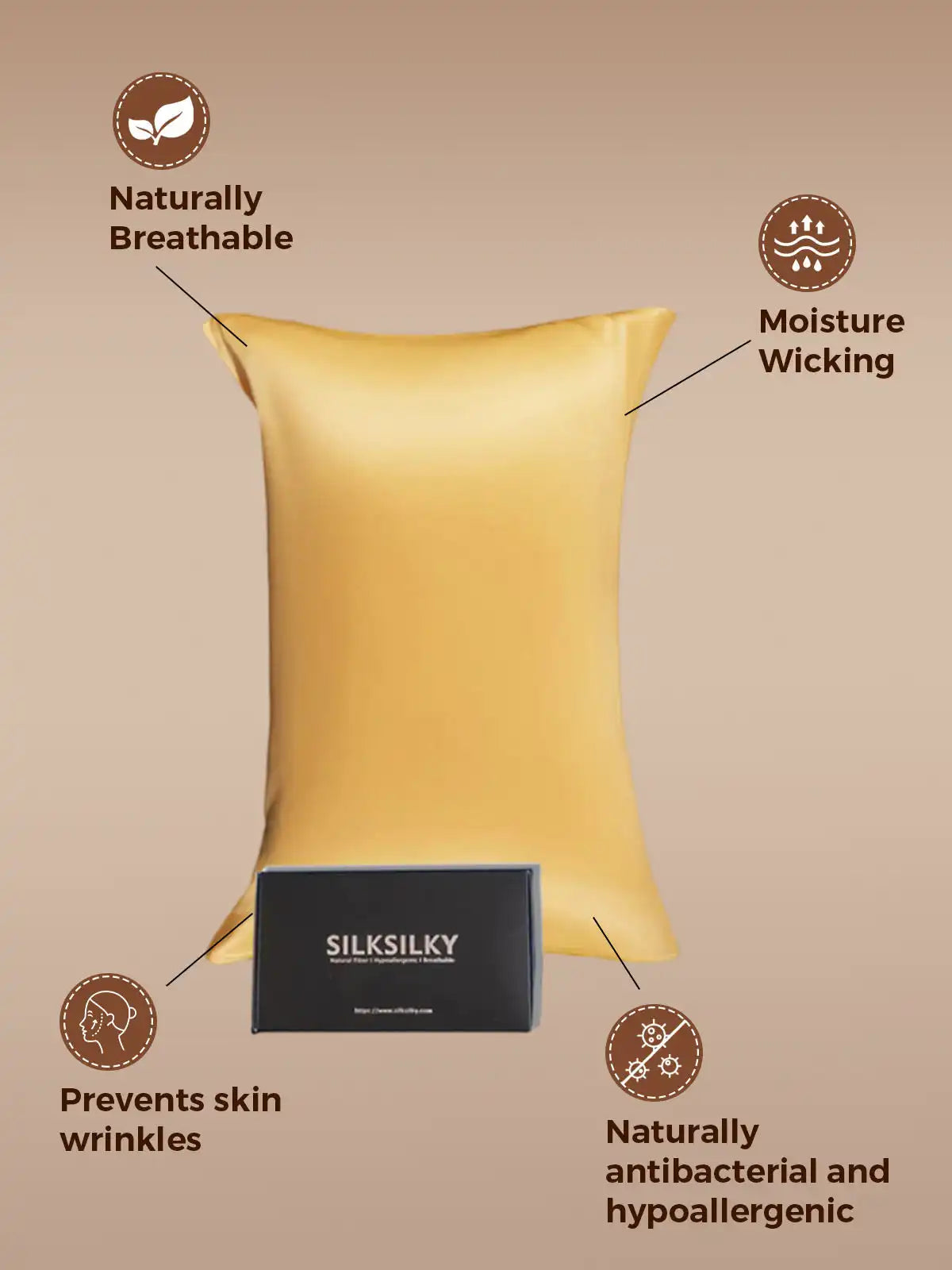 22Momme 100% Mulberry Silk Pillowcase - Envelope Closure