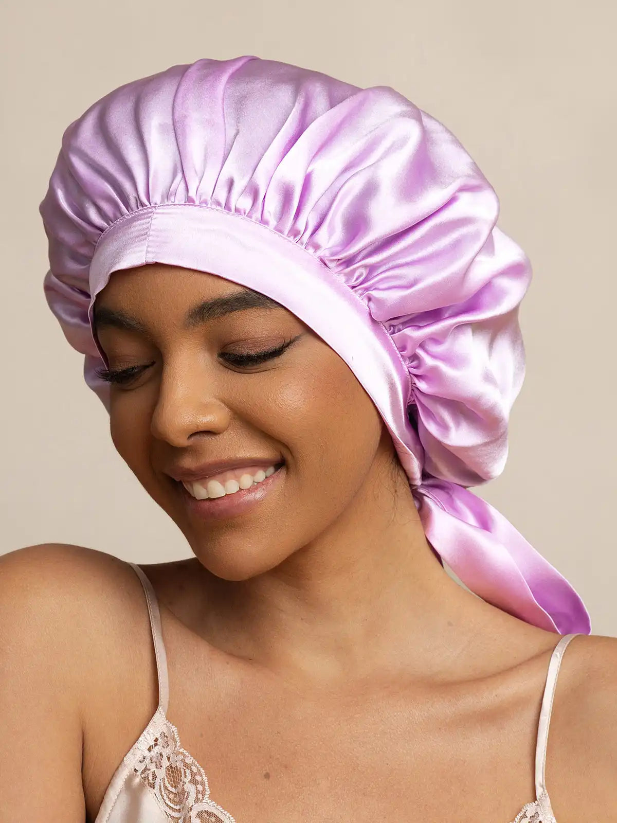 100% Mulberry Silk Elegant Bonnet with Long Ribbons