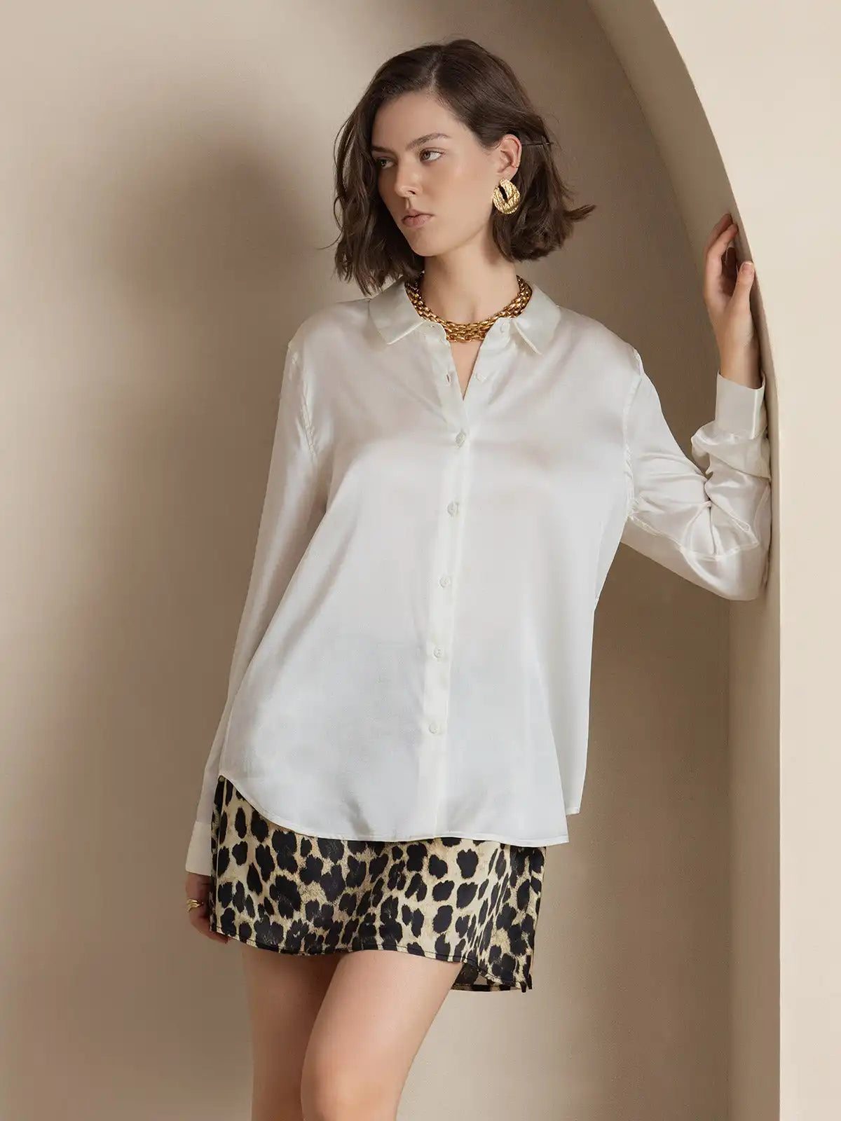 Women’s 19 Momme Silk Long Sleeves Button-Up Shirt