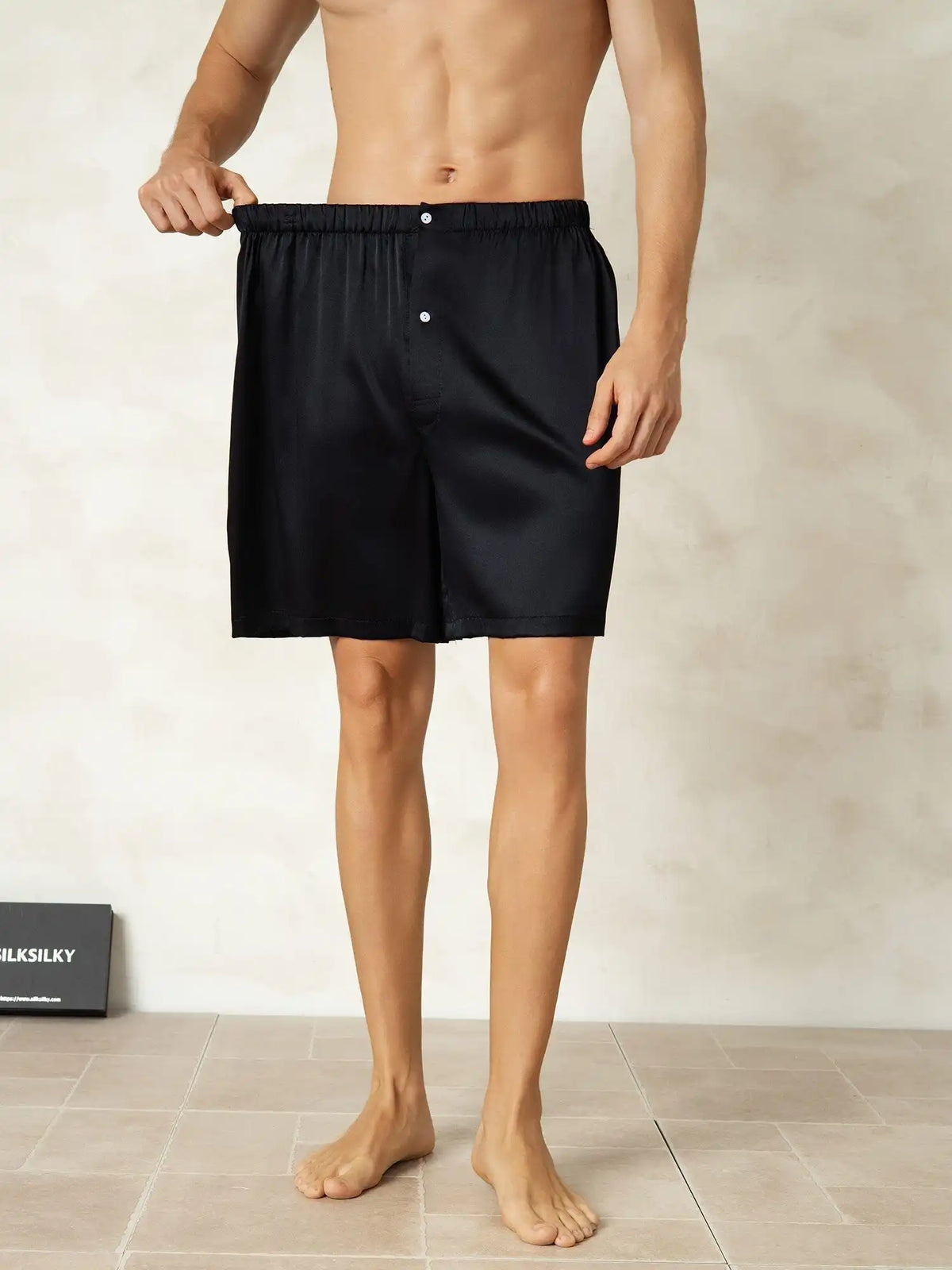 100% Mulberry Silk Elastic Waist Men's Sleep Shorts