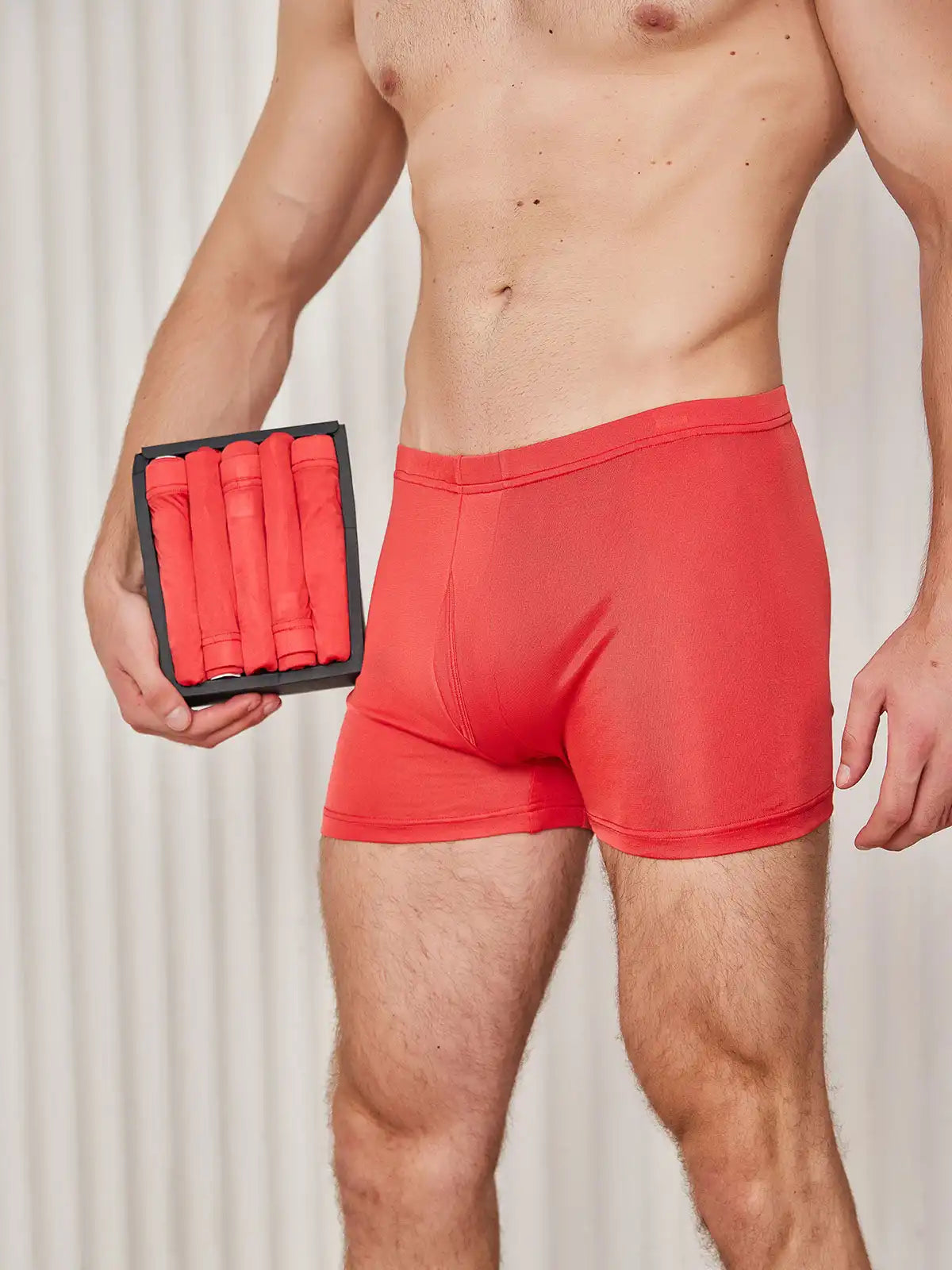 5Pcs 100% Mulberry Silk Men‘s Boxer Briefs with Fly Opening