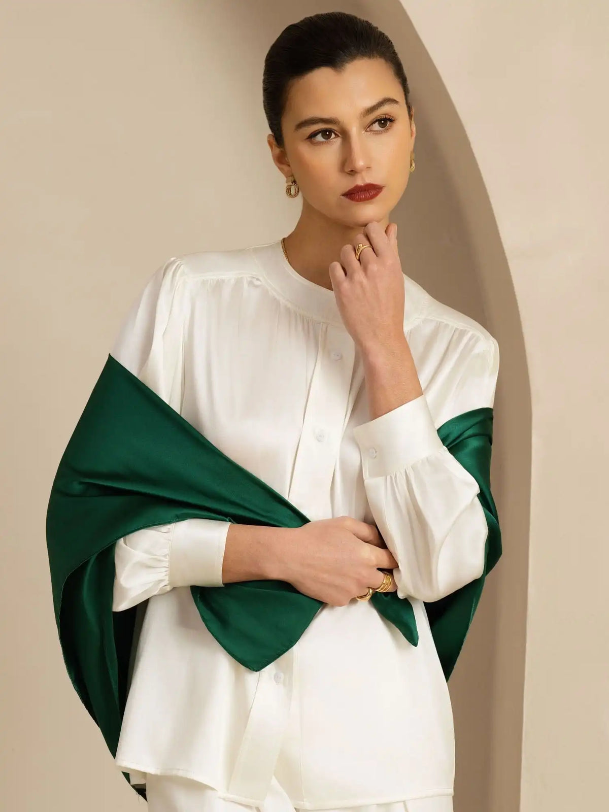 100% Mulberry Silk Classic  Elegant Square Scarf - Size 90x90cm