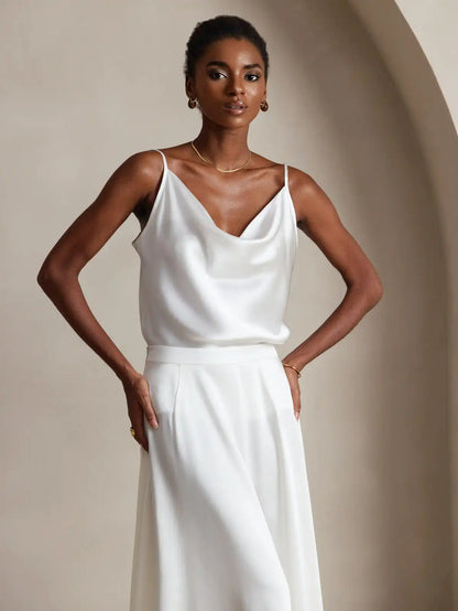 19Momme Silk Cowl Neck Camisole Top