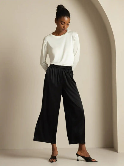 Clearance - Women's 19Momme Silk Wide Leg Split Pants