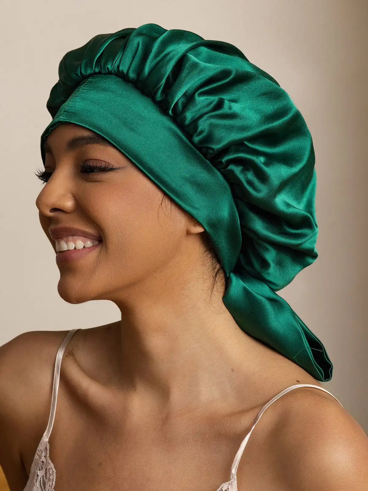 100% Mulberry Silk  Casual Bonnet with Long Ribbons (Two-tone and Double-sided)