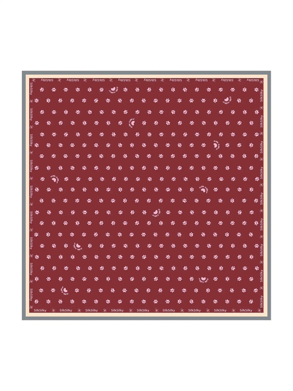100% Mulberry Silk Paw Print Square Scarf - Size 90x90cm