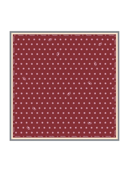 100% Mulberry Silk Paw Print Square Scarf - Size 90x90cm