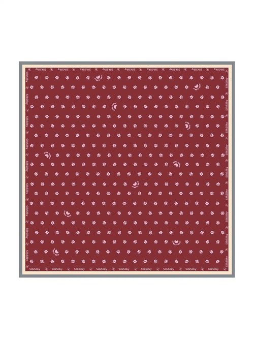 100% Mulberry Silk Paw Print Square Scarf - Size 90x90cm