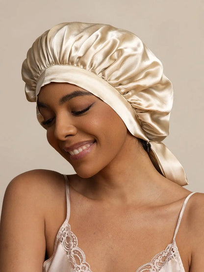 100% Mulberry Silk Elegant Bonnet with Long Ribbons