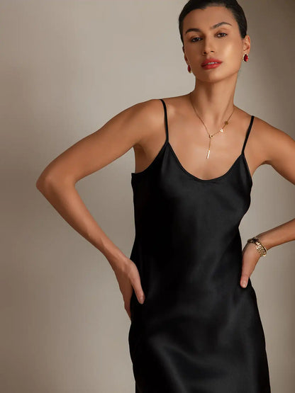 100% Mulberry Silk Spaghetti Strap Short Dress