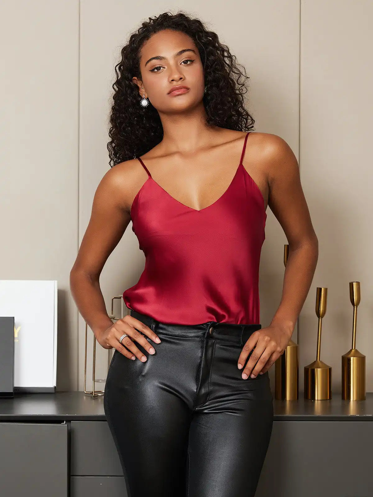 100% Mulberry Silk Spaghetti Strap Basic Camisole Top