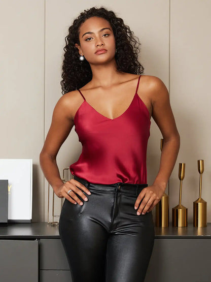 100% Mulberry Silk Spaghetti Strap Basic Camisole Top
