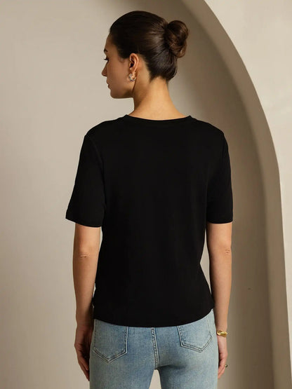 Clearance - 100% Mulberry Silk V-Neck Women's T-Shirt