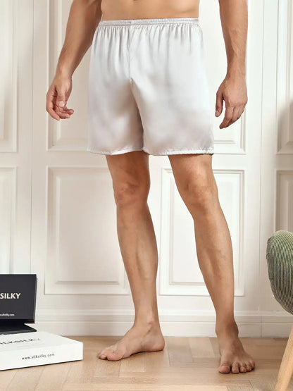 100% Mulberry Silk Men's Lounge Shorts Sleep Bottoms