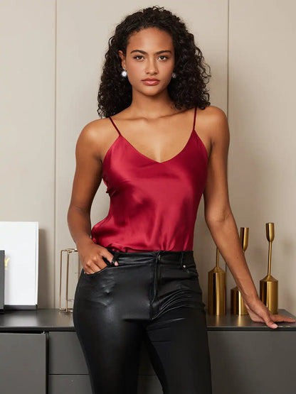 100% Mulberry Silk Spaghetti Strap Basic Camisole Top