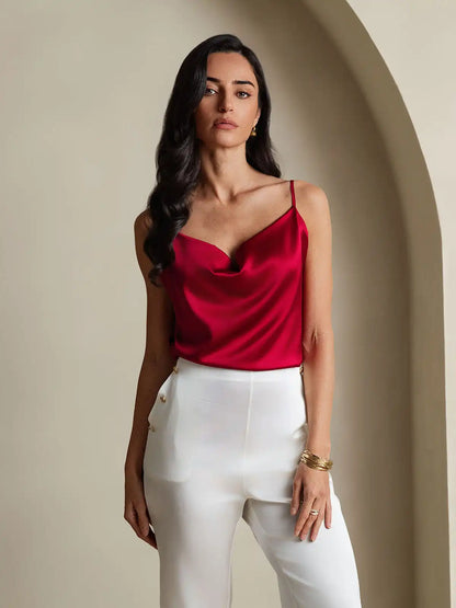 19Momme Silk Cowl Neck Camisole Top