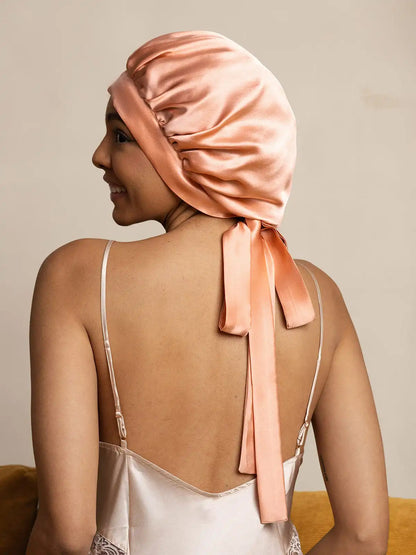 100% Mulberry Silk Elegant Bonnet with Long Ribbons