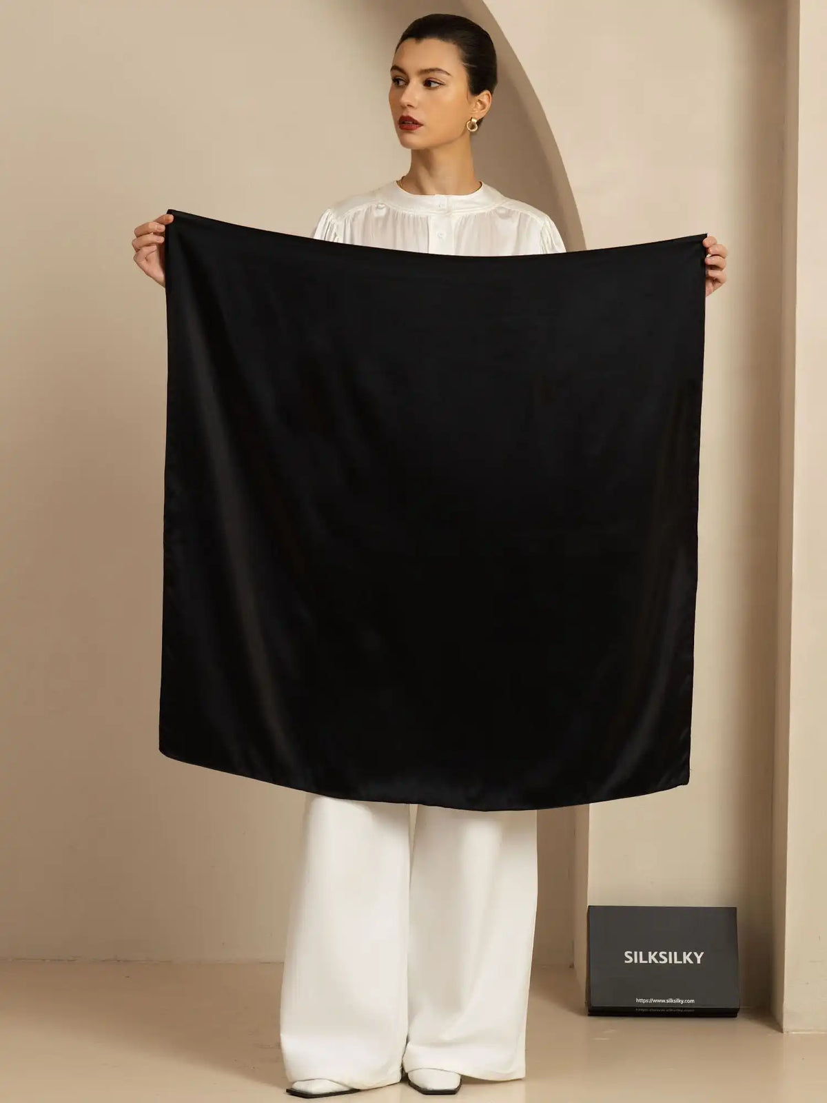 100% Mulberry Silk Classic  Elegant Square Scarf - Size 90x90cm