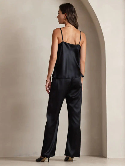 19Momme Silk Spaghetti Strap Cowl Neck Camisoles Top