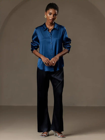 Women’s 19 Momme Silk Long Sleeves Button-Up Shirt