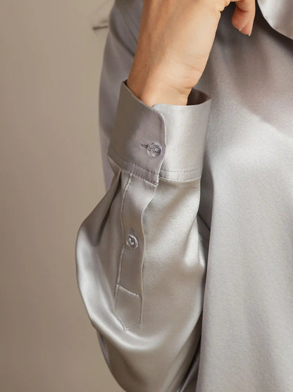 Women’s 19 Momme Silk Long Sleeves Button-Up Shirt