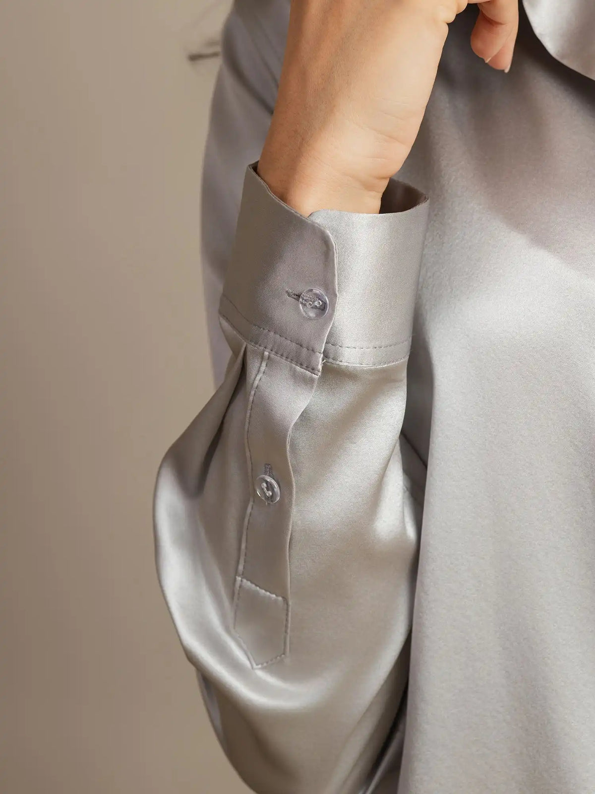 19Momme Silk Long Sleeve Lapel Collar Women's Shirt with Button Up Design
