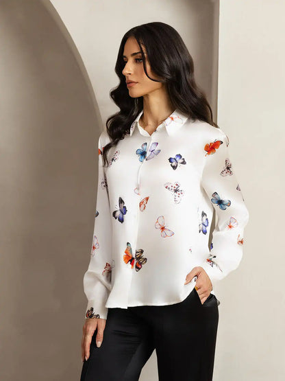 Women’s 19 Momme Silk Long Sleeves Button-Up Shirt