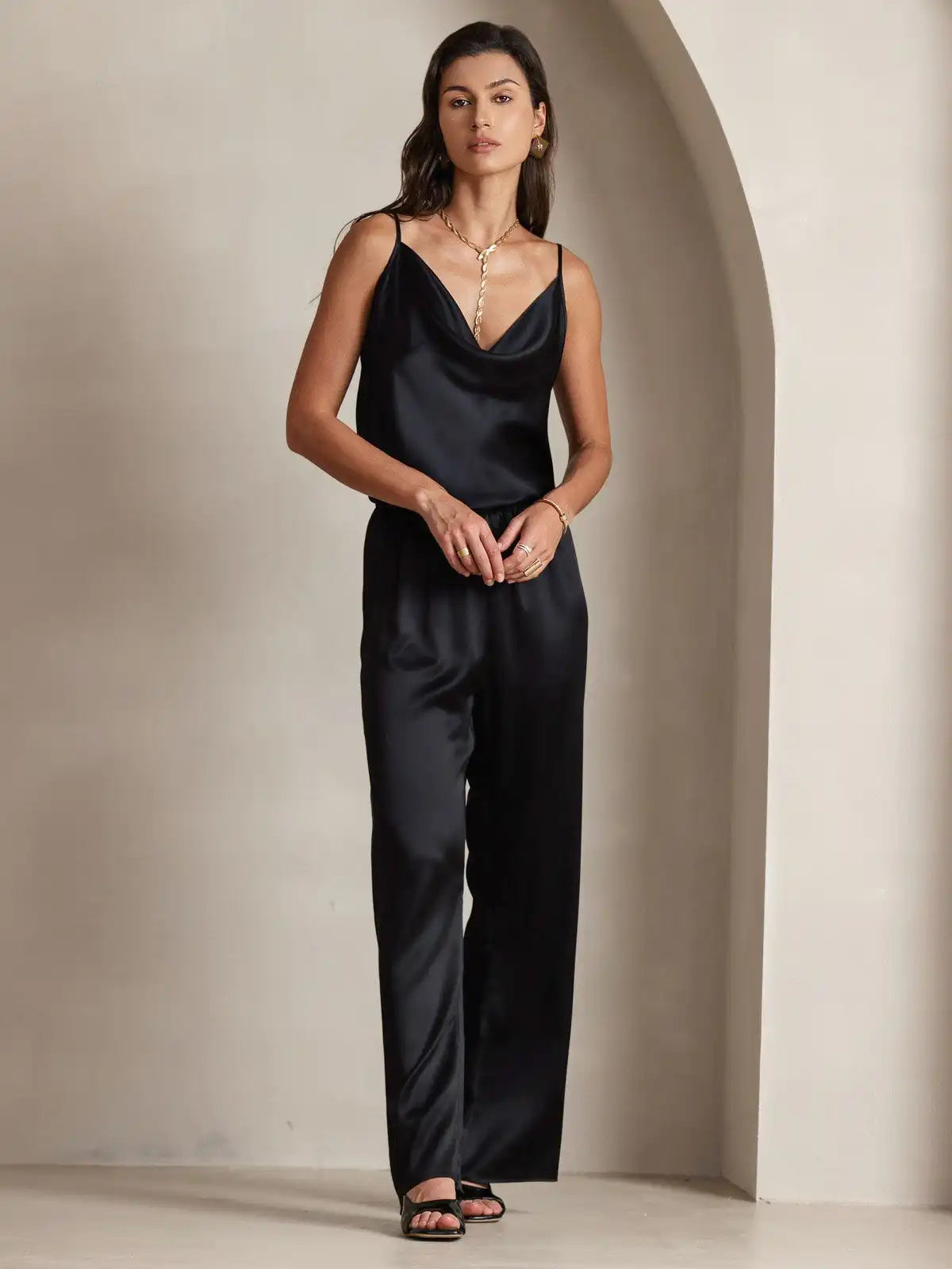 19Momme Silk Cowl Neck Camisole Top