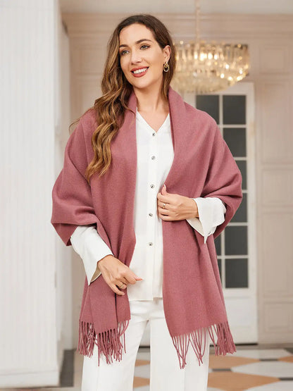 Clearance-Pure Wool Scarf Shawl w/ Fringed Decoration 200x70cm/79