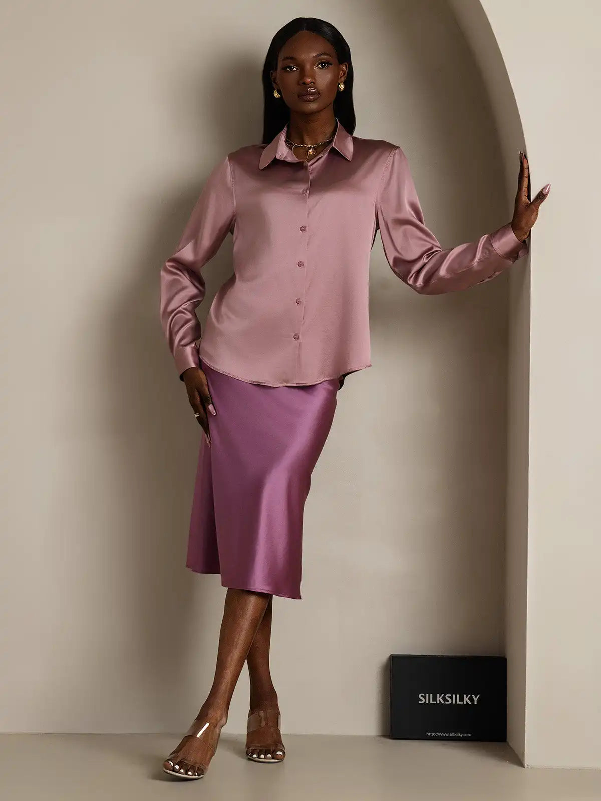 Women’s 19 Momme Silk Long Sleeves Button-Up Shirt