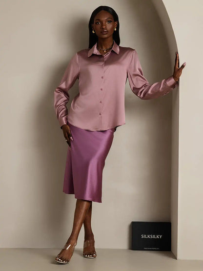 Women’s 19 Momme Silk Long Sleeves Button-Up Shirt