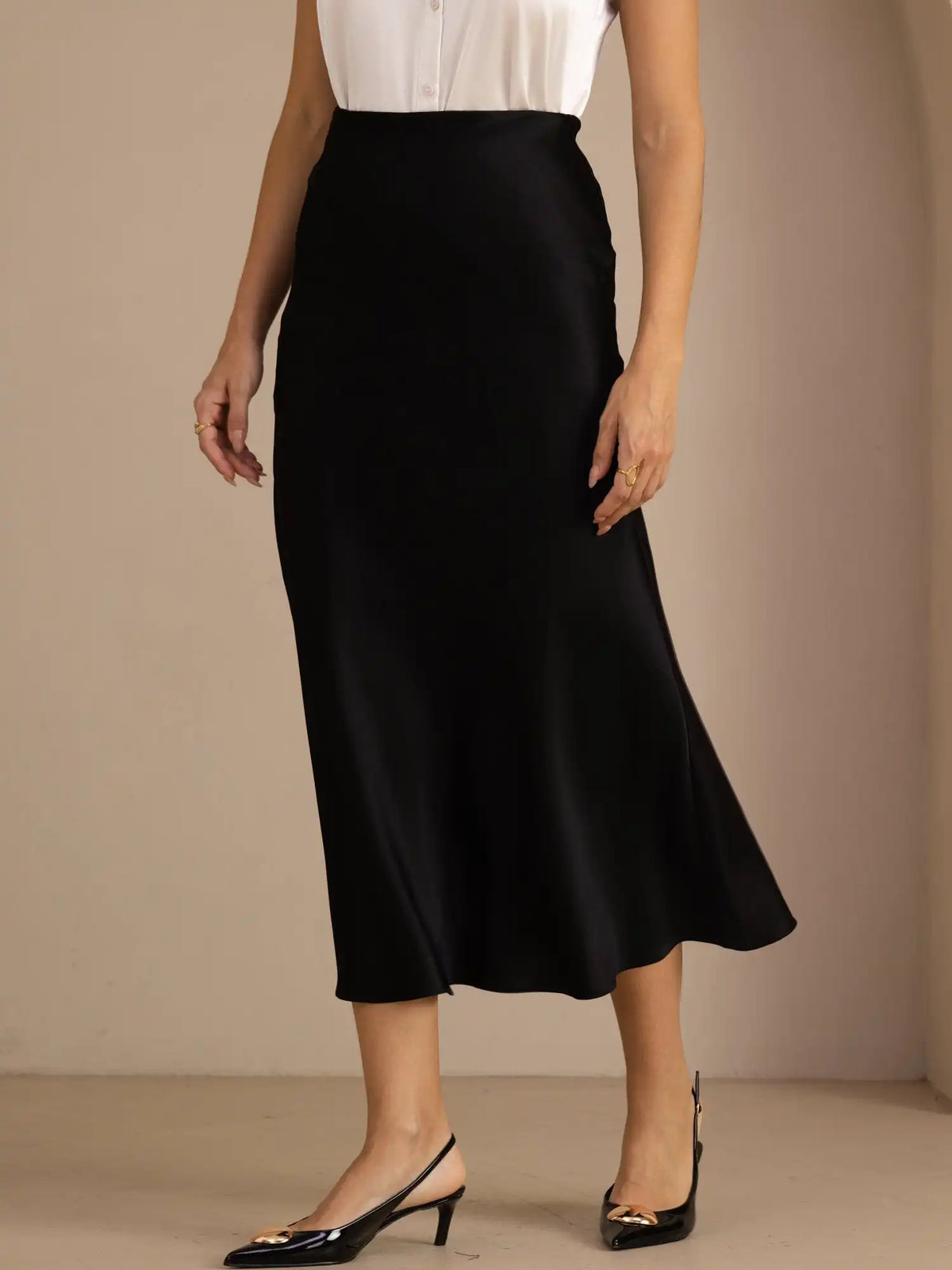 19Momme Silk High Waist Elegant Maxi Skirt