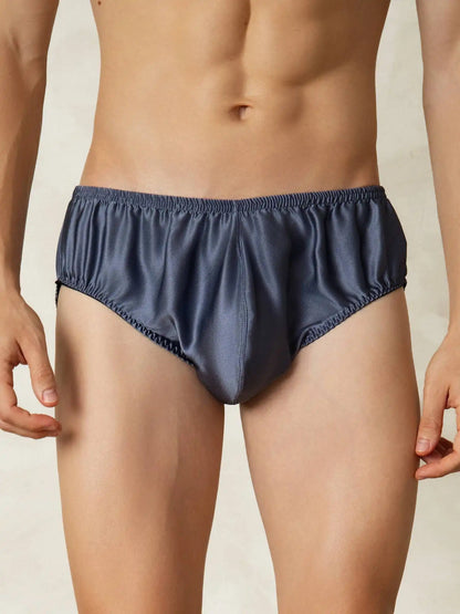 100% Mulberry Silk Briefs Men's Underwear with Elastic Waistband