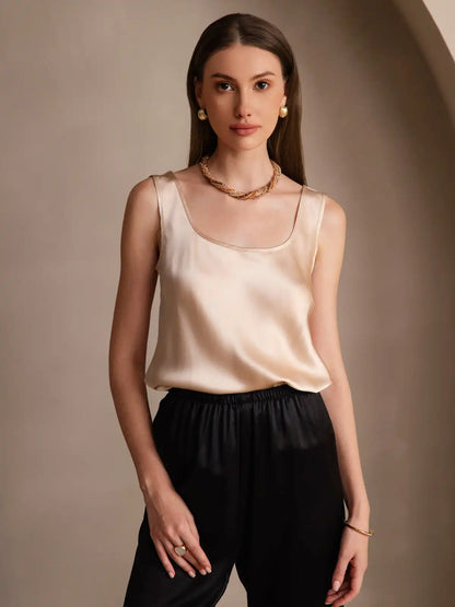 Women's 19Momme Silk Sleeveless U Neck Tank Top