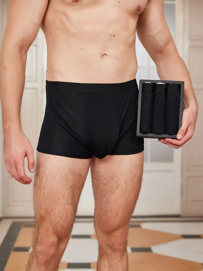 3Pcs Mens 100% Mulberry Silk Boxer Briefs Underwear