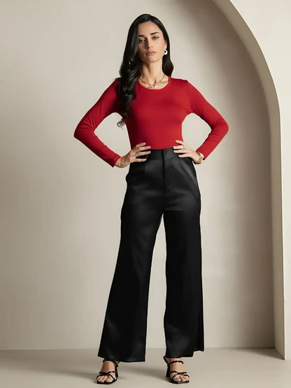 Women's Silk Long Sleeve Round Neck Top