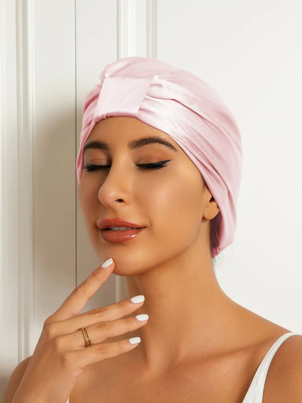 100% Mulberry Silk Sleep Cap Double Layer Night Turban Bonnet
