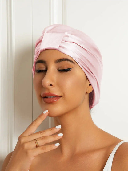 100% Mulberry Silk Sleep Cap Double Layer Night Turban Bonnet