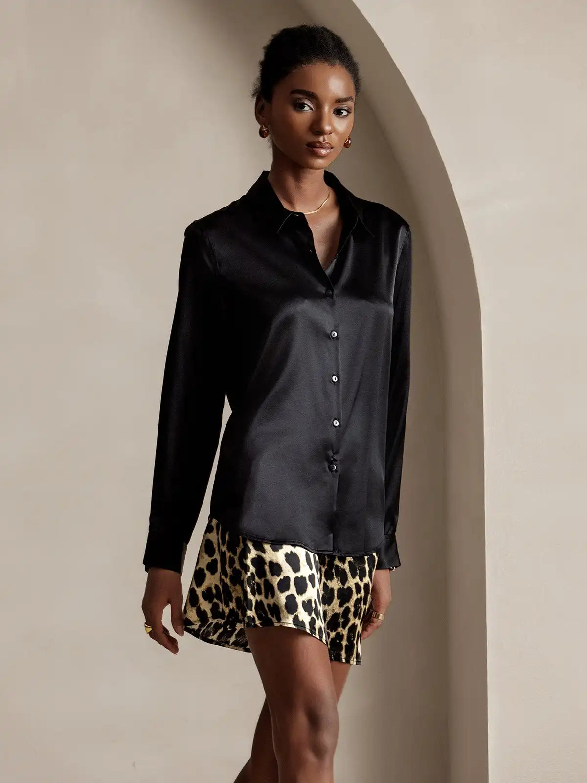 Women’s 19 Momme Silk Long Sleeves Button-Up Shirt