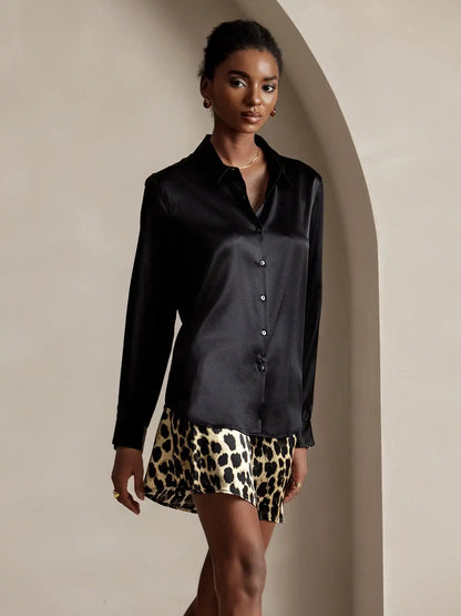 Women’s 19 Momme Silk Long Sleeves Button-Up Shirt
