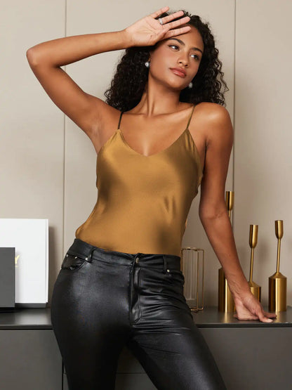 100% Mulberry Silk Spaghetti Strap Basic Camisole Top