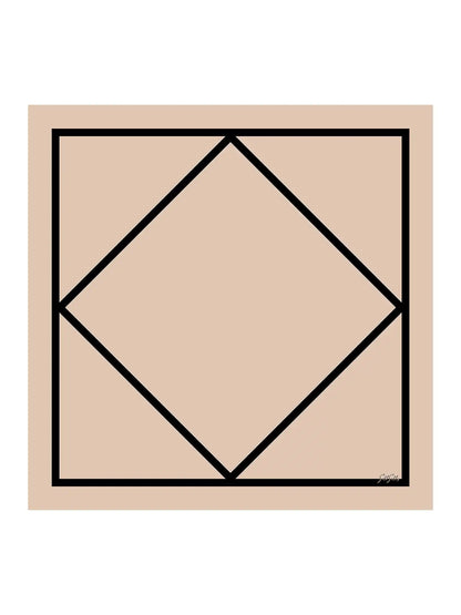 100% Mulberry Silk Geometric Block Pattern Scarf - Size 90x90cm