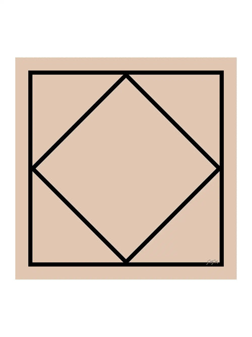 100% Mulberry Silk Geometric Block Pattern Scarf - Size 90x90cm