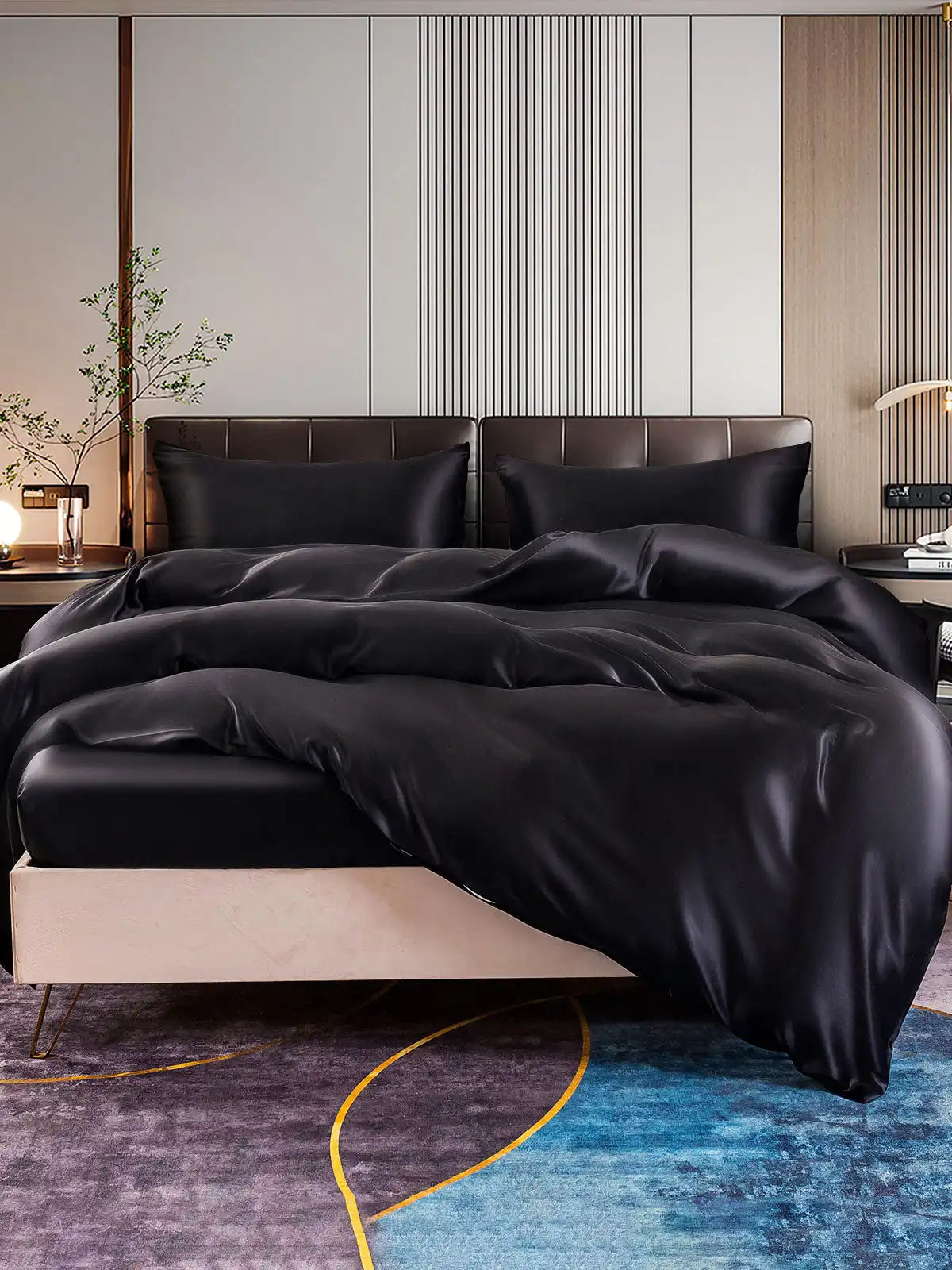 22Momme 4Pcs Silk Set Duvet Cover+Fitted Sheet+2x Pillowcases