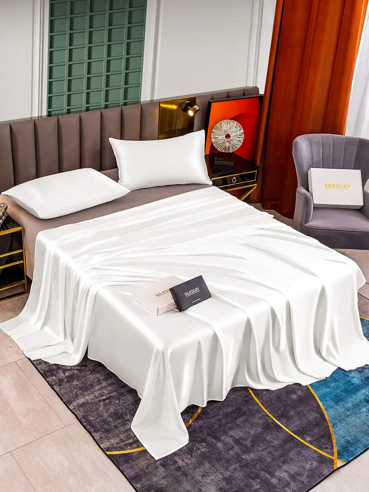 25Momme 3Pcs Silk Set Flat Sheet+2x Pillowcases