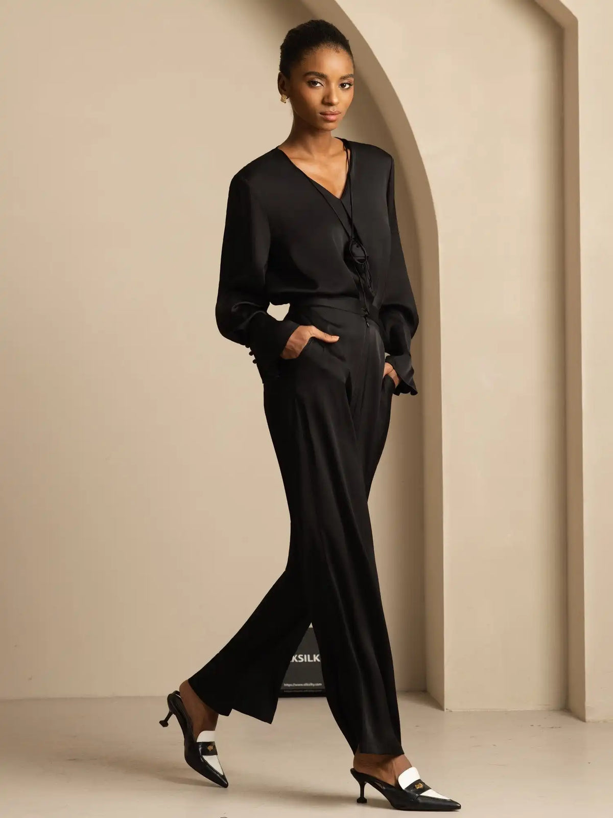 Clearance - 19Momme Silk Women’s Wide-Leg High-Waist Business Casual Pants